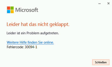 Office Fehler bei der Installation